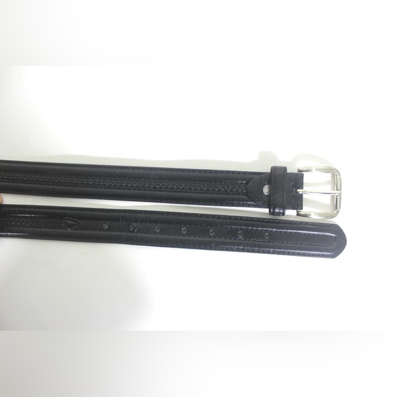 Vintage Black Canadian Longhorn Italian Style Leather Belt with Braided Detail - Picture 7 of 8